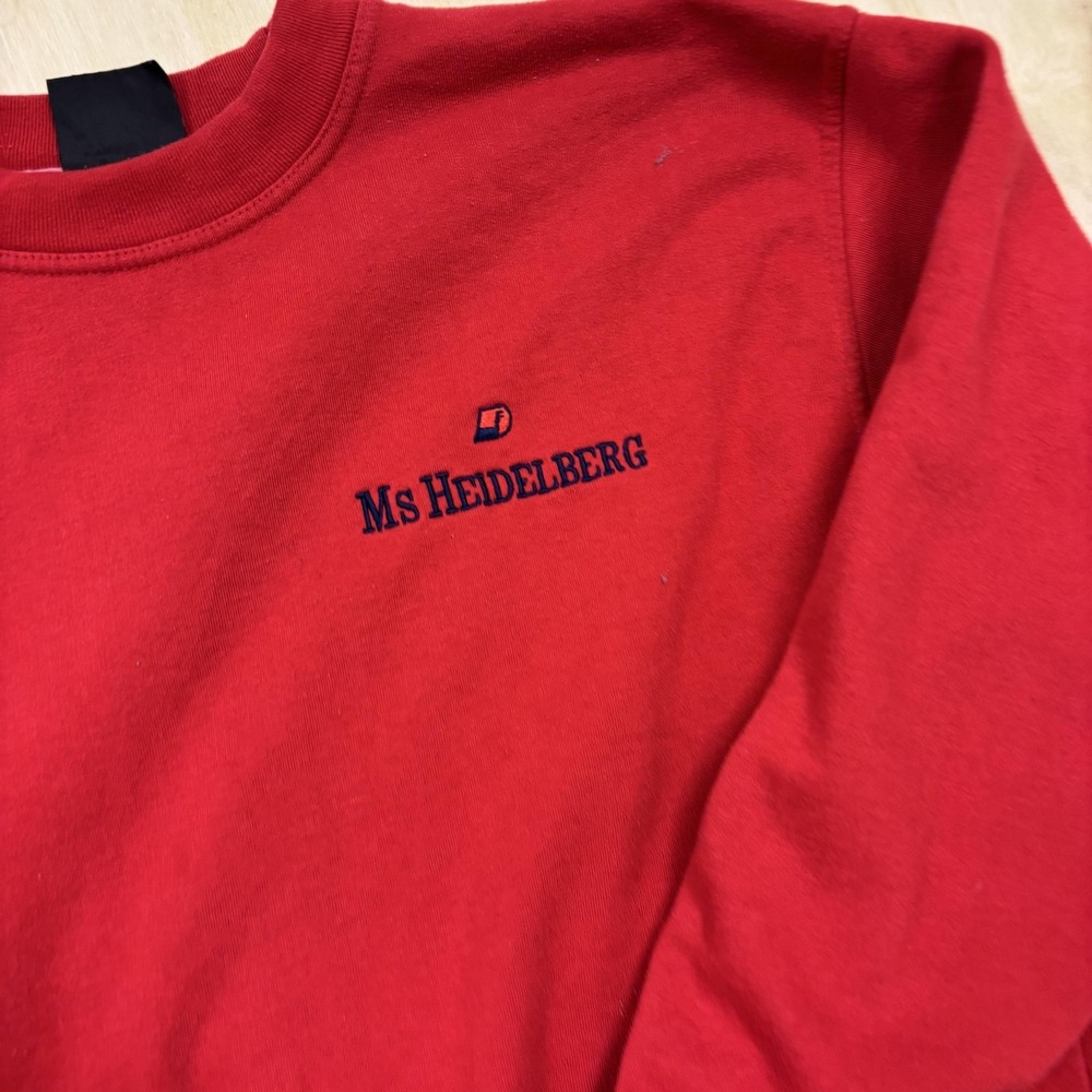 Basic Wear Sweatshirt Women's Large Red Fleece Crewneck Pullover Ms Heidelberg